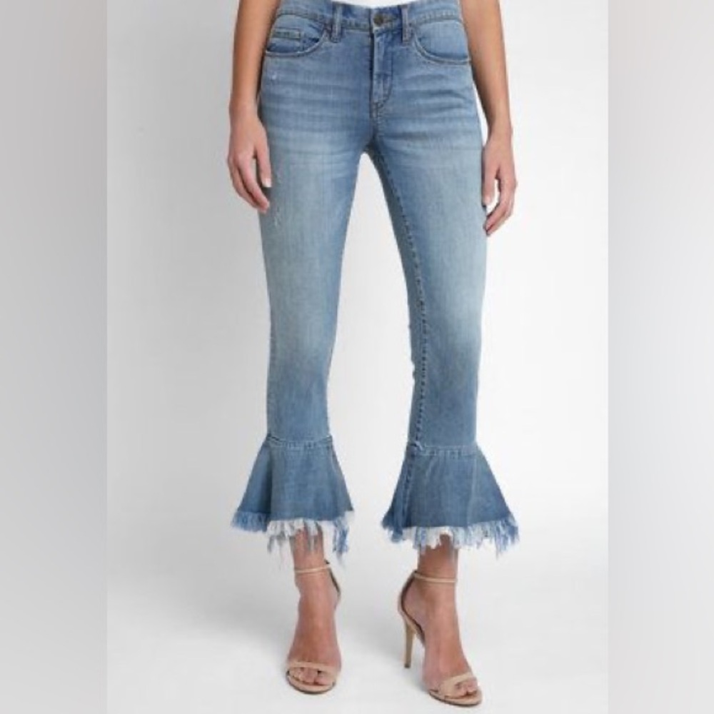 Blank NYC Raw Edge Flare Bottom Denim Jeans Size 24